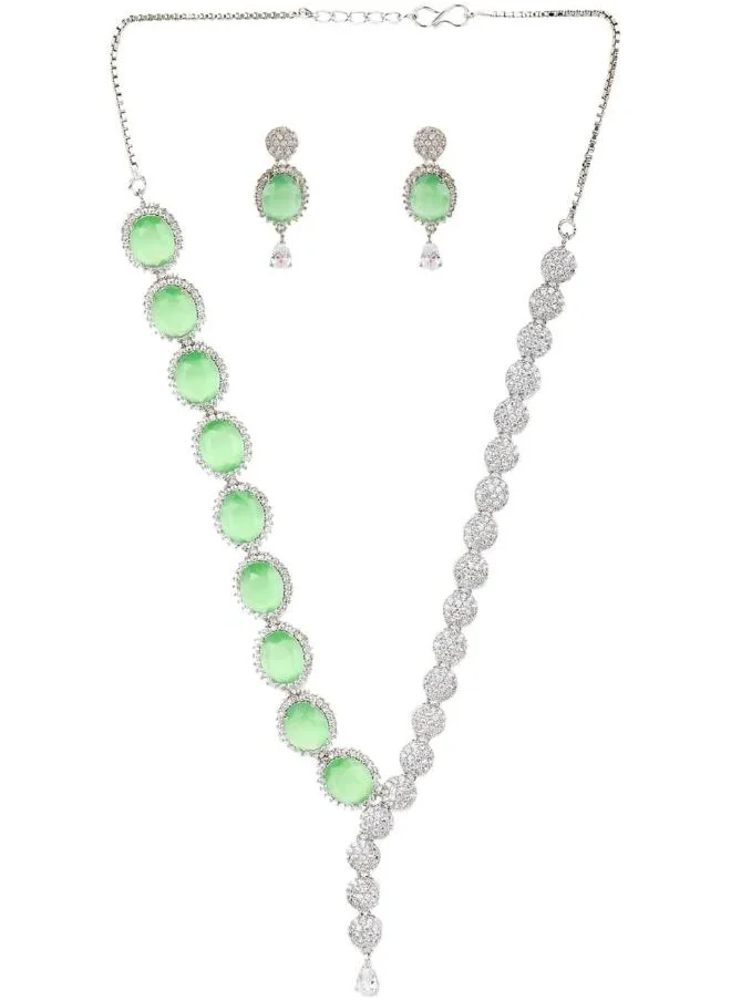 فويلا Sparkling Elegance Green and White CZ Jewellery Set