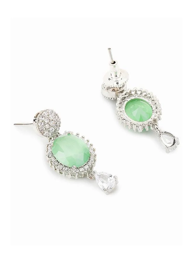 VOYLLA Sparkling Elegance Green and White CZ Jewellery Set
