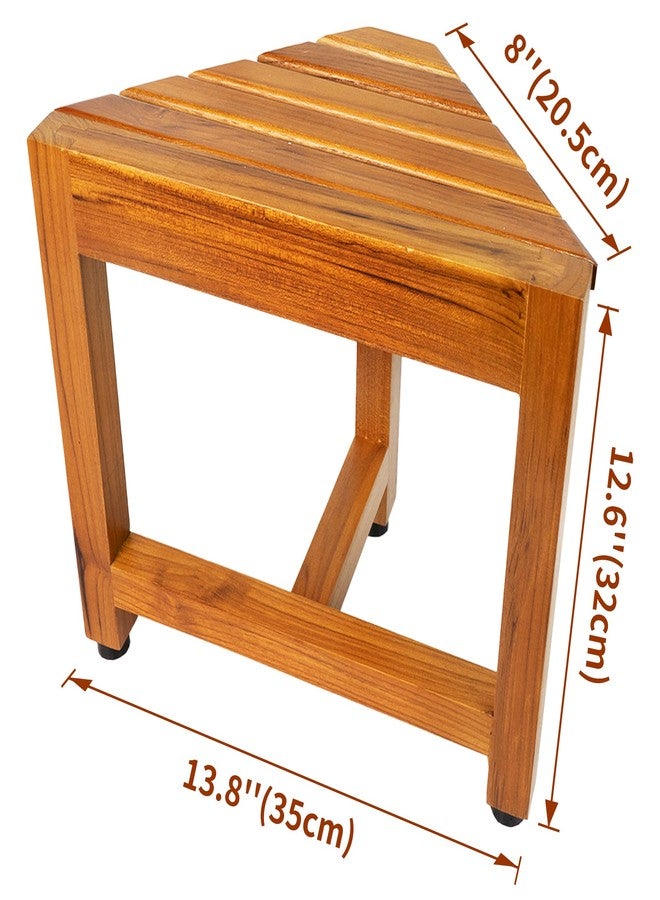VaeFae Teak Shower Corner Bench, Wooden Foot Rest, Shower Bench for Shaving, Corner Shower Stool for Inside Shower, Bathroom - Image 3