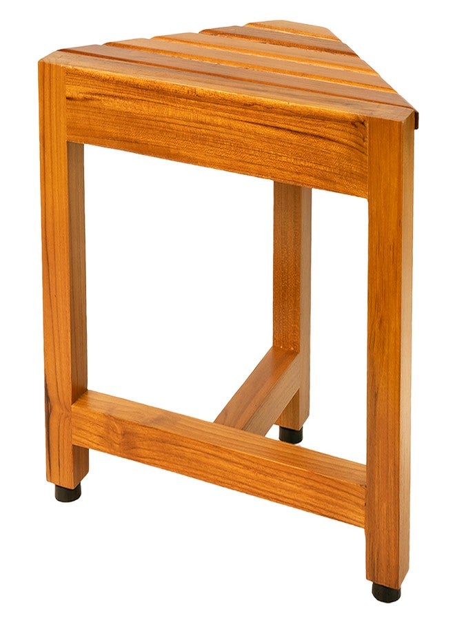 VaeFae Teak Shower Corner Bench, Wooden Foot Rest, Shower Bench for Shaving, Corner Shower Stool for Inside Shower, Bathroom - Image 1