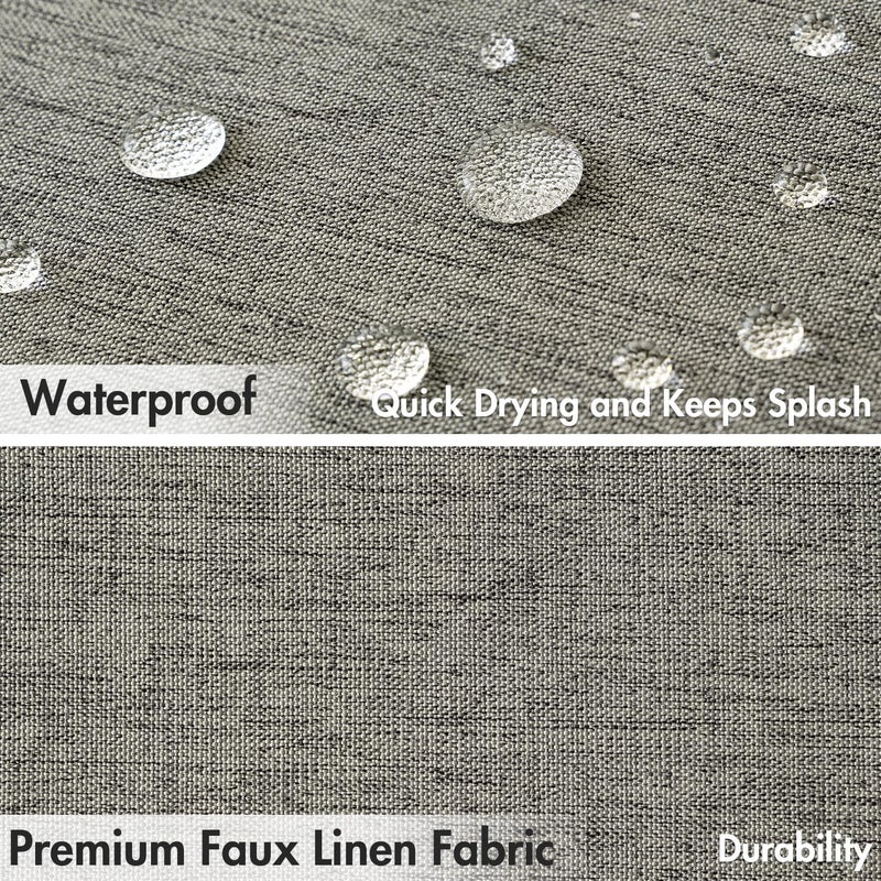 MIULEE Grey Scalloped Shower Curtain Linen Textured with 12 Metal Hooks Cute Heavy Duty Washable Waterproof Thick Cloth Shower Curtains with Black Border for Bathroom Hotel Bathtub,W72*L72 - Image 4