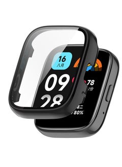 Generic Protective Case Compatible with Xiaomi Redmi Watch 3 Lite/Redmi Watch 3 Active 9H Hardness PC Case Bumper Full Slim Protective Cover with Tempered Glass (A.Black)  - Image 1