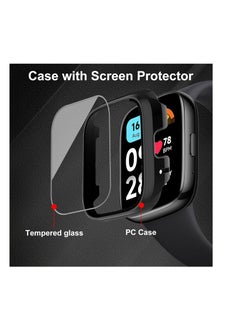 Generic Protective Case Compatible with Xiaomi Redmi Watch 3 Lite/Redmi Watch 3 Active 9H Hardness PC Case Bumper Full Slim Protective Cover with Tempered Glass (A.Black)  - Image 2