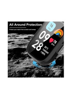 Generic Protective Case Compatible with Xiaomi Redmi Watch 3 Lite/Redmi Watch 3 Active 9H Hardness PC Case Bumper Full Slim Protective Cover with Tempered Glass (A.Black)  - Image 3