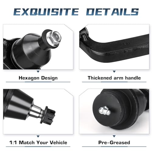 Autsurles 8Pcs Front Upper Control Arm with Ball Joint for Cadillac Escalade ESV EXT, for Chevy Avalanche Suburban Silverado 1500 1999-2006, for GMC Sierra Yukon XL 1500 Outer Inner Tie Rod Ends Suspension Kit - Image 5