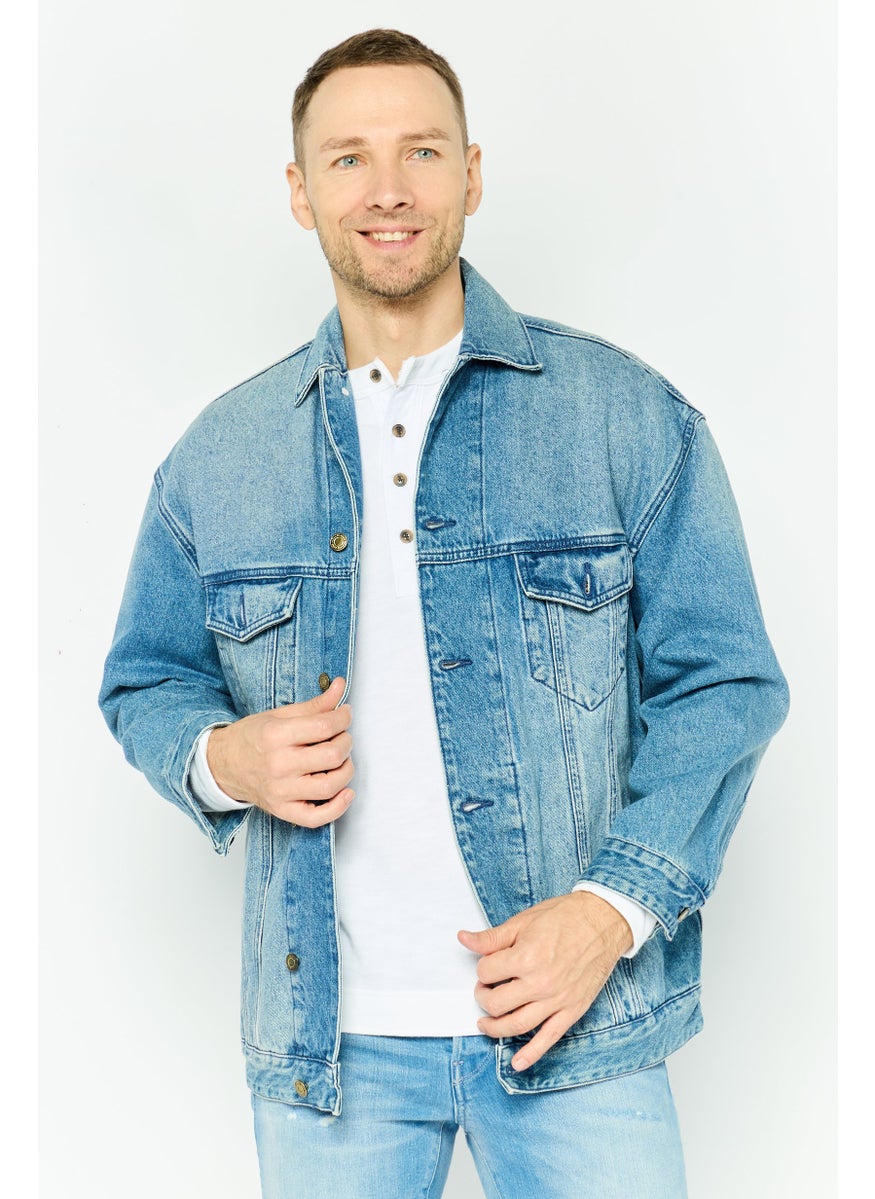 Michael Kors Men Washed Denim Jacket, Blue  - Image 1