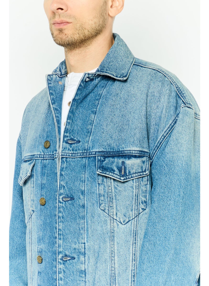 Michael Kors Men Washed Denim Jacket, Blue  - Image 4