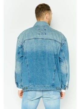 Michael Kors Men Washed Denim Jacket, Blue  - Image 3