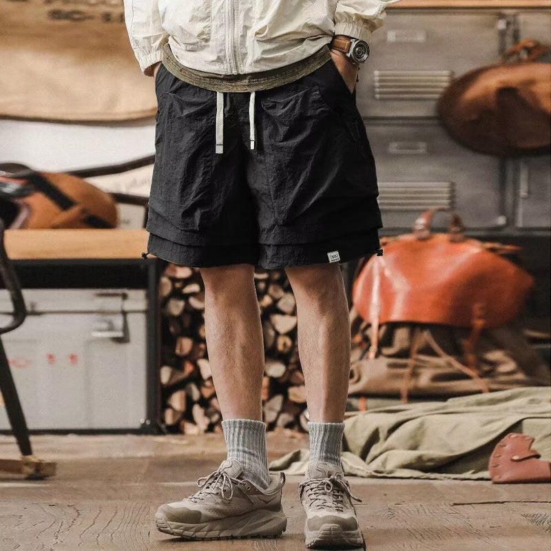 Outdoor Functional Waterproof Quick-Drying Work Shorts Men'S Summer Cool Trendy Fake Two-Piece Mountain Casual Pants - Image 1