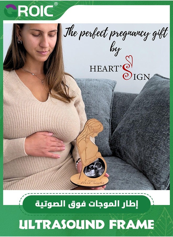 GROIC - Ultrasound Frame Pregnancy Gift Ideas, Gifts for Pregnant Women Mom To Be, Pregnant Wife Gifts Sonogram Frame, Expecting Parents To Be Unique Gifts, Pregnant Mom Gifts - Wood - Image 1