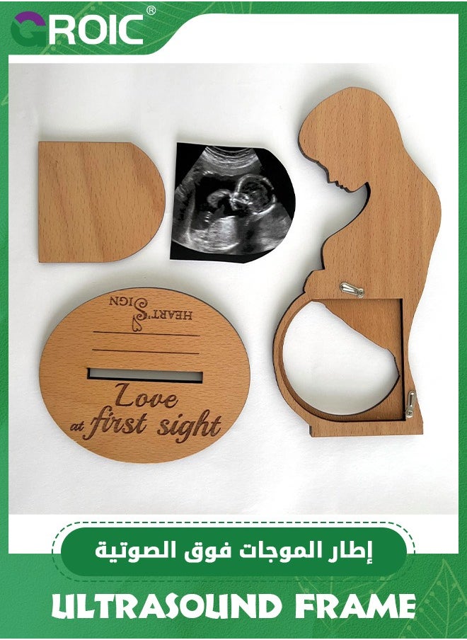 GROIC - Ultrasound Frame Pregnancy Gift Ideas, Gifts for Pregnant Women Mom To Be, Pregnant Wife Gifts Sonogram Frame, Expecting Parents To Be Unique Gifts, Pregnant Mom Gifts - Wood - Image 1