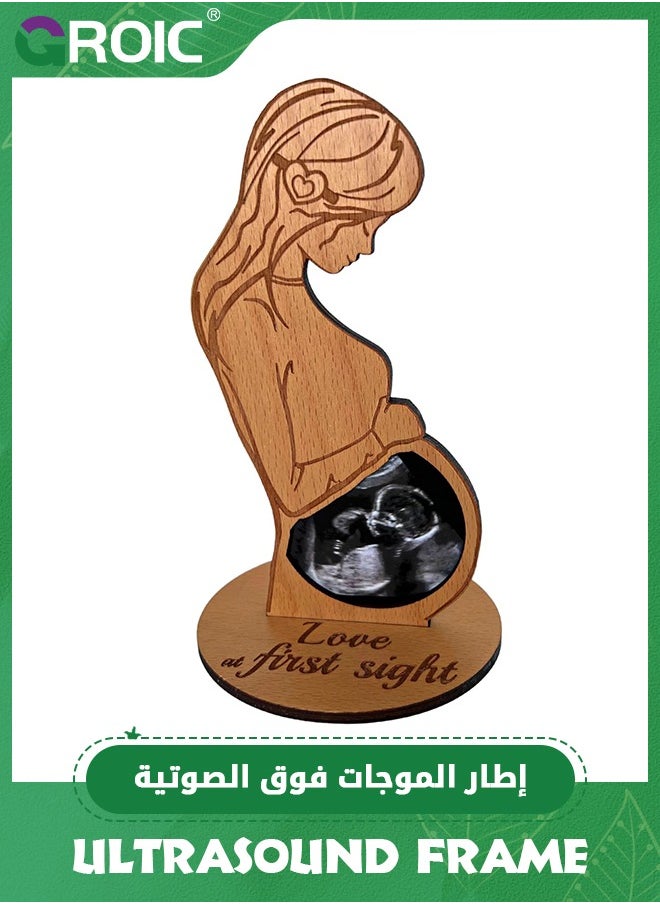 GROIC - Ultrasound Frame Pregnancy Gift Ideas, Gifts for Pregnant Women Mom To Be, Pregnant Wife Gifts Sonogram Frame, Expecting Parents To Be Unique Gifts, Pregnant Mom Gifts - Wood - Image 1
