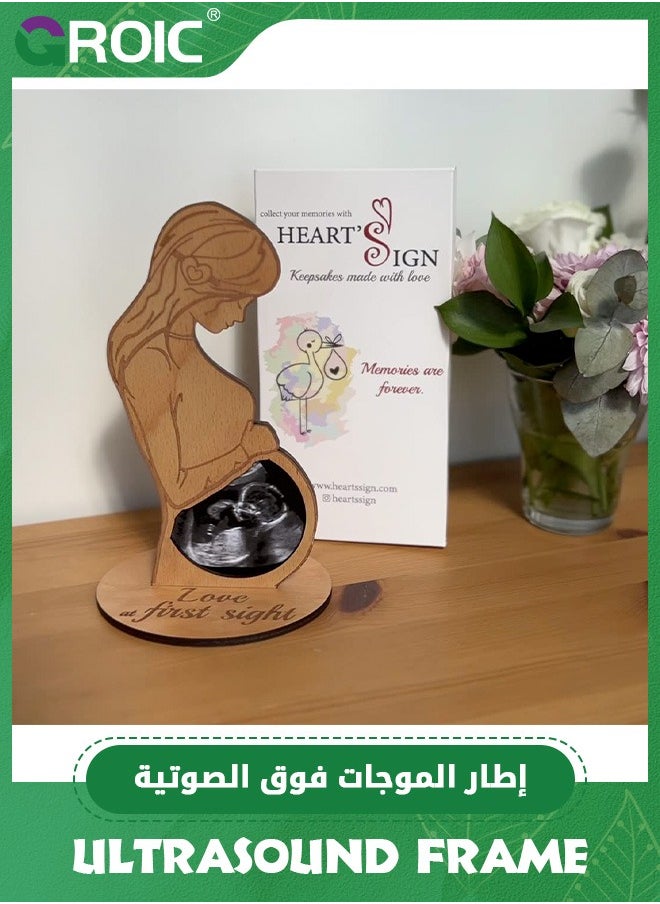 GROIC - Ultrasound Frame Pregnancy Gift Ideas, Gifts for Pregnant Women Mom To Be, Pregnant Wife Gifts Sonogram Frame, Expecting Parents To Be Unique Gifts, Pregnant Mom Gifts - Wood - Image 1