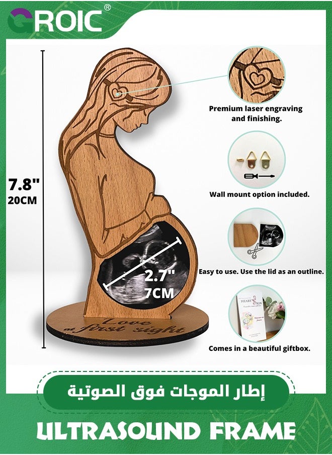 GROIC - Ultrasound Frame Pregnancy Gift Ideas, Gifts for Pregnant Women Mom To Be, Pregnant Wife Gifts Sonogram Frame, Expecting Parents To Be Unique Gifts, Pregnant Mom Gifts - Wood - Image 1