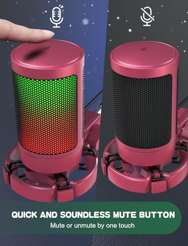 FIFINE AmpliGame PC Gaming Streaming USB Microphone RGB Desktop Microphone for ComputerMacPS4PS5 Podcast Recording TikTok Game Chat Condenser Mic with Pop Filter Shock Mount Red - Image 3