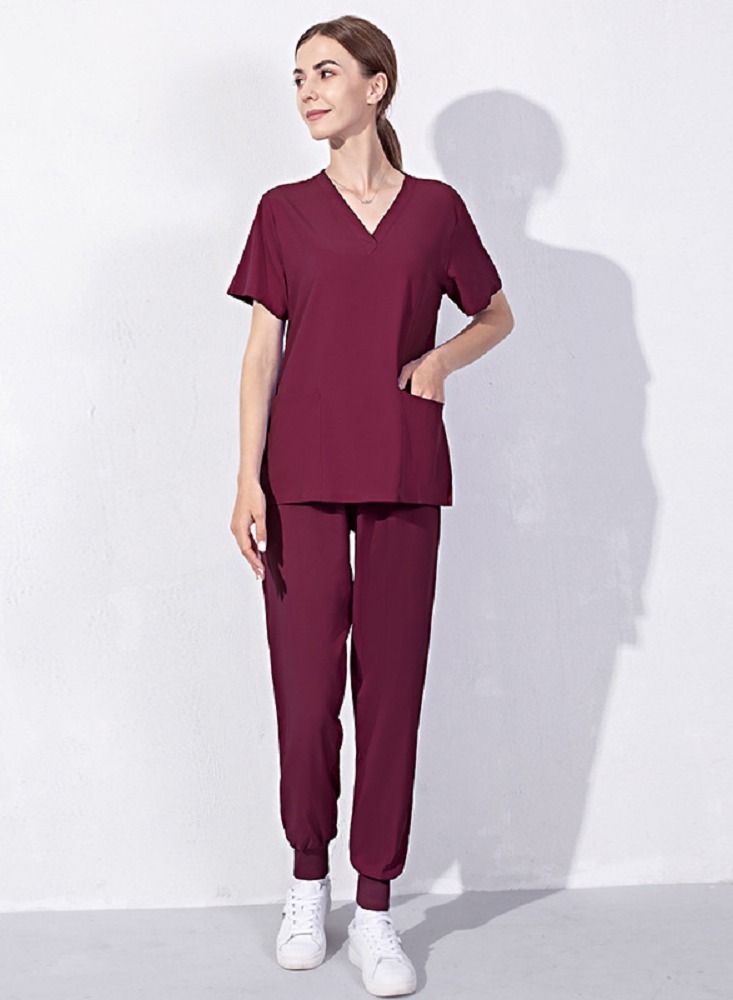 Gasin Medical Scrub, Women's Medical Scrub, Red Medical Uniform, Medical Scrub Set  - Image 1