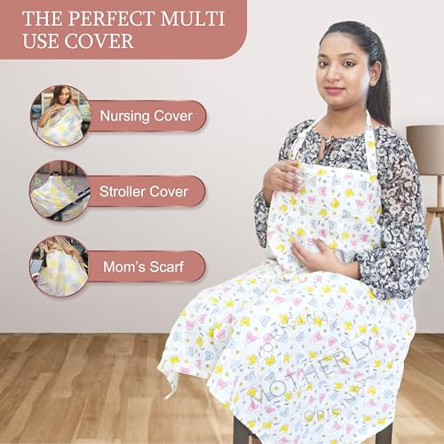 Motherly Nursing Cover for Breastfeeding – Soft, Breathable Feeding Apron for Mom, Multi-Use Feeding Cover & Scarf-Rabbit Print - Image 5