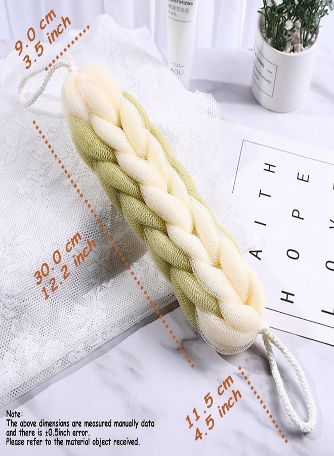 AARAINBOW 2 Packs Upgraded Long Stretch Back Sponge with Rope Handles Back Scrubber Bath Shower Mesh Sponge Exfoliating Body Scrub Stretch Braided Loofah for Men Women Shower Rope (Gray+Green) - Image 3