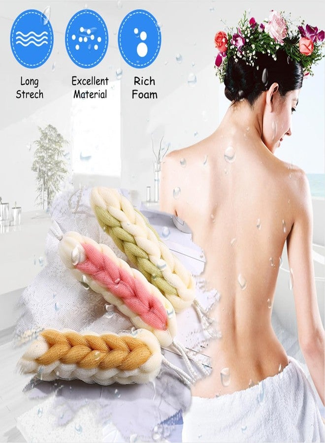AARAINBOW 2 Packs Upgraded Long Stretch Back Sponge with Rope Handles Back Scrubber Bath Shower Mesh Sponge Exfoliating Body Scrub Stretch Braided Loofah for Men Women Shower Rope (Gray+Green) - Image 4