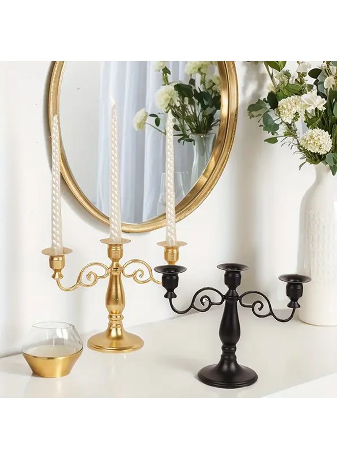 Black Vintage 3 Head Iron Candle Holder Dining Table Centerpiece For Home Decor Holiday - Image 1