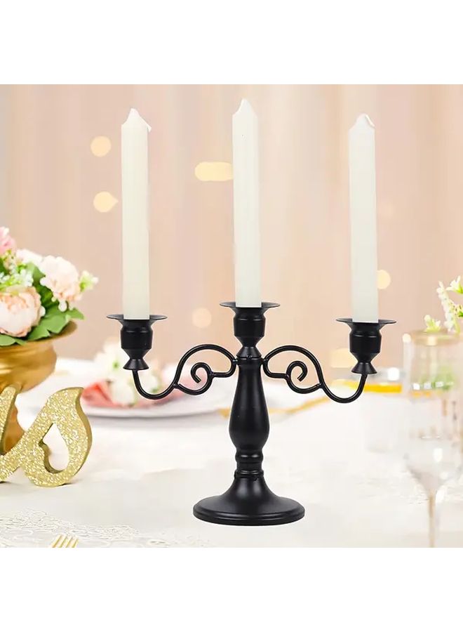 Black Vintage 3 Head Iron Candle Holder Dining Table Centerpiece For Home Decor Holiday - Image 4