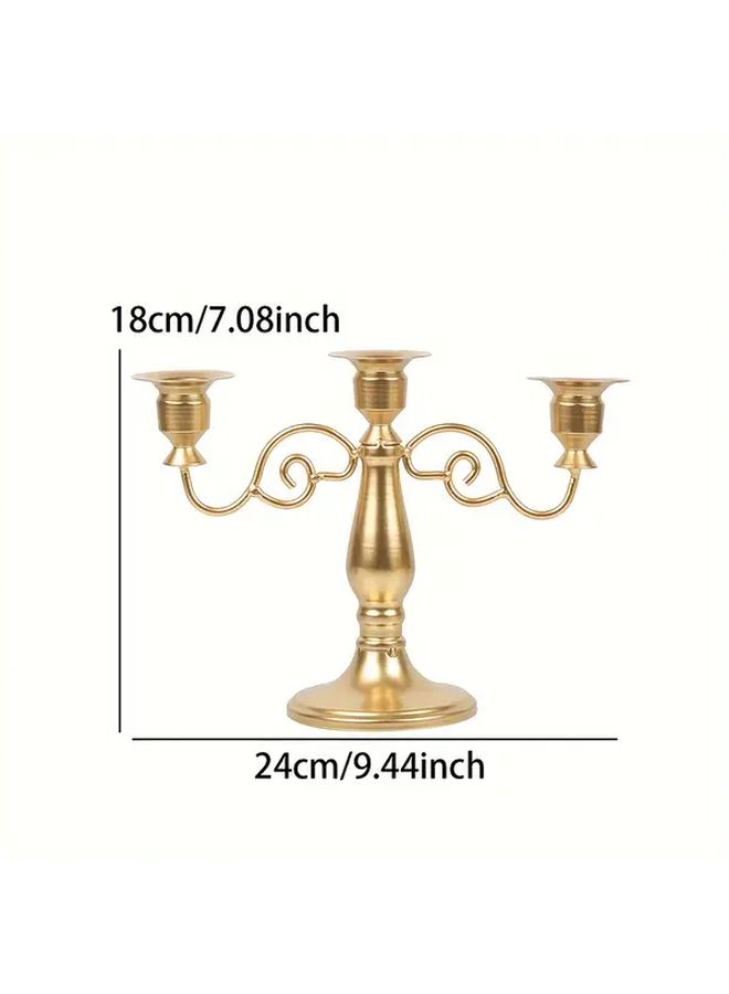 Black Vintage 3 Head Iron Candle Holder Dining Table Centerpiece For Home Decor Holiday - Image 3