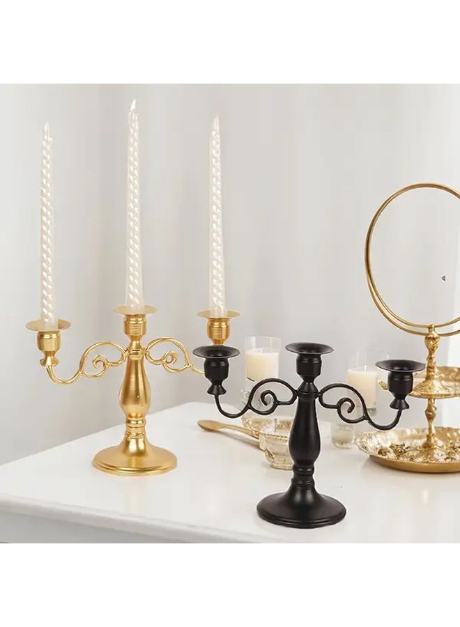 Black Vintage 3 Head Iron Candle Holder Dining Table Centerpiece For Home Decor Holiday - Image 2