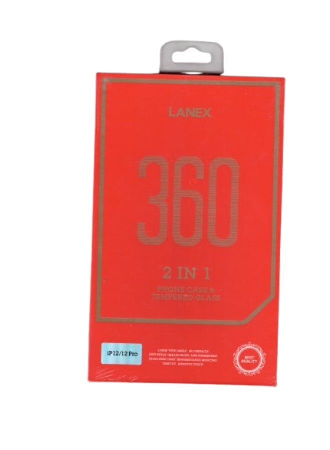 LANEX 360° 2 in 1 Phone Case with Tempered Glass for iPhone 12 / 12 Pro – Full Protection Combo