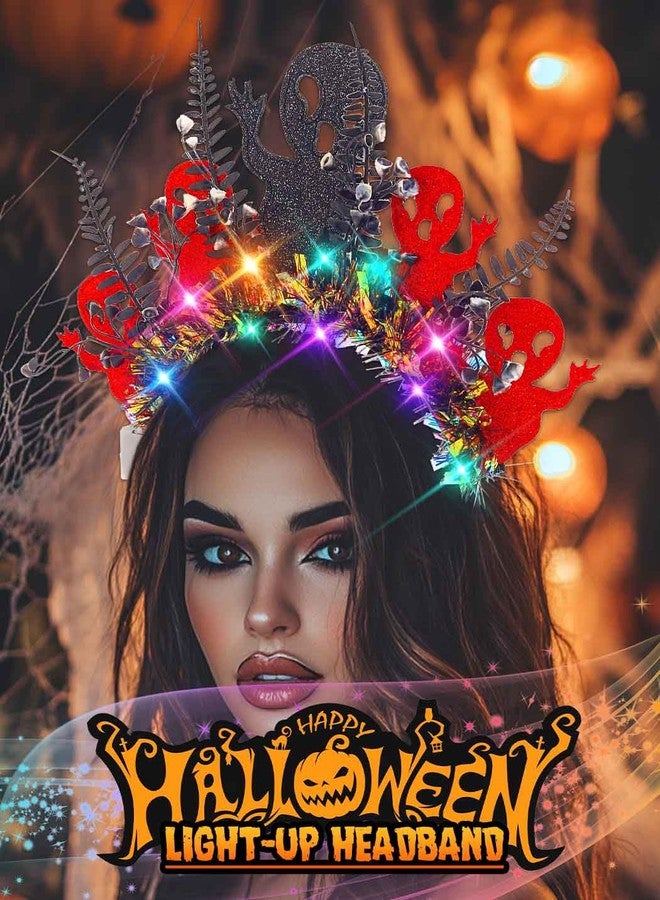 اوريو طوق رأس مضيء على شكل شبح من Urieo، إكسسوارات شعر مضيئة بتقنية LED للهالوين للنساء - Image 5