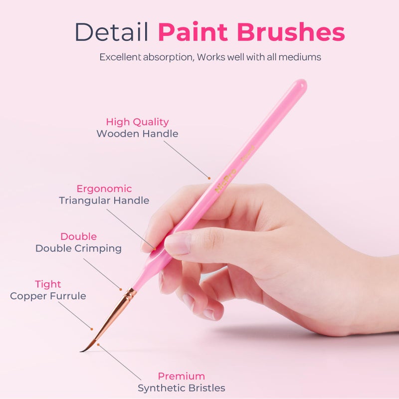 Nicpro 21PCS Fine Detail Paint Brush Drybrush Set, Aesthetic Pastel Fine Tip Miniature Paint Brushes for Acrylic Oil Watercolor, Crafts, 40K Models, Miniatures, Rock Painting, Paint by Numbers - Image 3