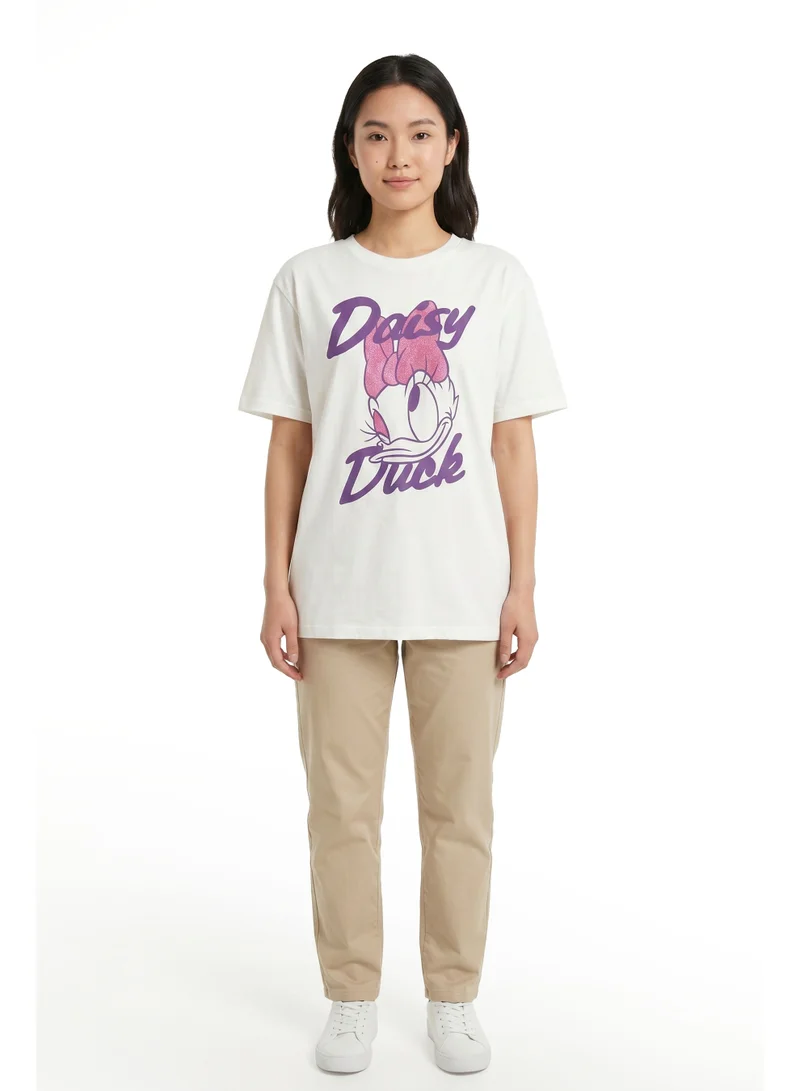 Disney  Daisy Duck Women’s Oversized Drop Shoulder Graphic T-Shirt – Casual Relaxed Fit Tee for Women | Best Price UAE
