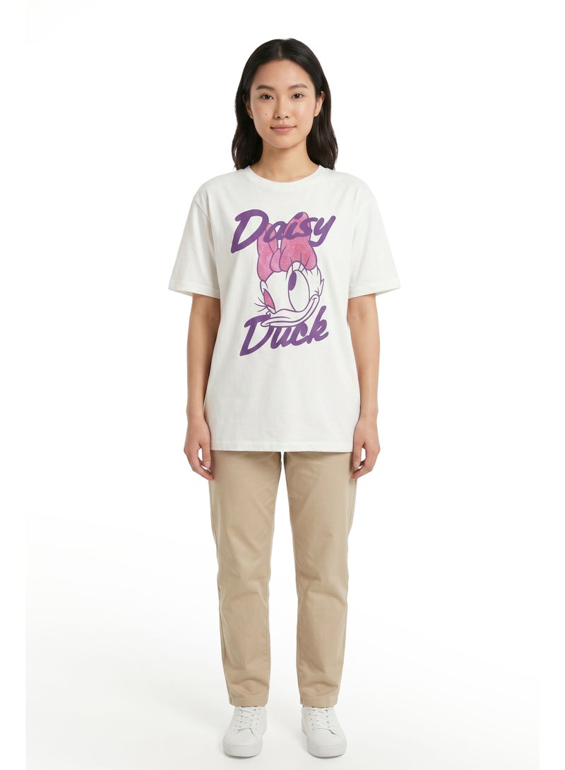 Disney Daisy Duck Women’s Oversized Drop Shoulder Graphic T-Shirt – Casual Relaxed Fit Tee - Image 4