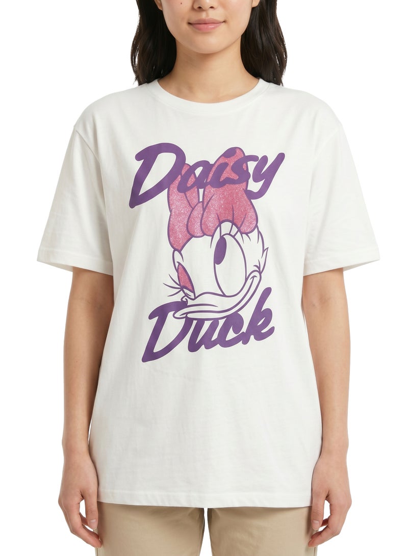Disney Daisy Duck Women’s Oversized Drop Shoulder Graphic T-Shirt – Casual Relaxed Fit Tee - Image 3