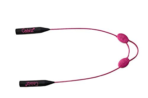 Cablz Colorz Zipz Adjustable Eyewear Retainer Strap | Lightweight, Low Profile, Coated Stainless, 14 Inch (Black/Pink) - Image 2