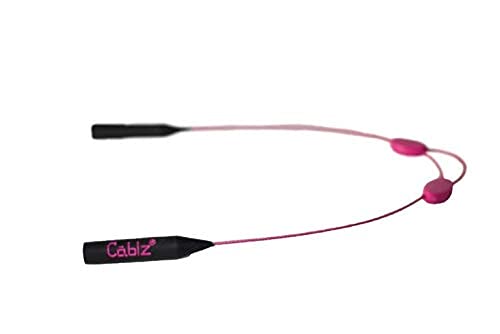 Cablz Colorz Zipz Adjustable Eyewear Retainer Strap | Lightweight, Low Profile, Coated Stainless, 14 Inch (Black/Pink) - Image 3