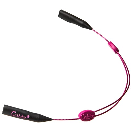 Cablz Colorz Zipz Adjustable Eyewear Retainer Strap | Lightweight, Low Profile, Coated Stainless, 14 Inch (Black/Pink) - Image 1