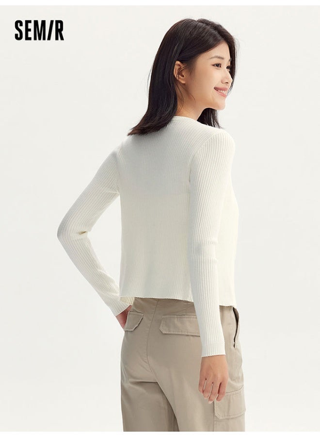 سيمير كارديغان محبوك بلون موحد للنساء - Image 3