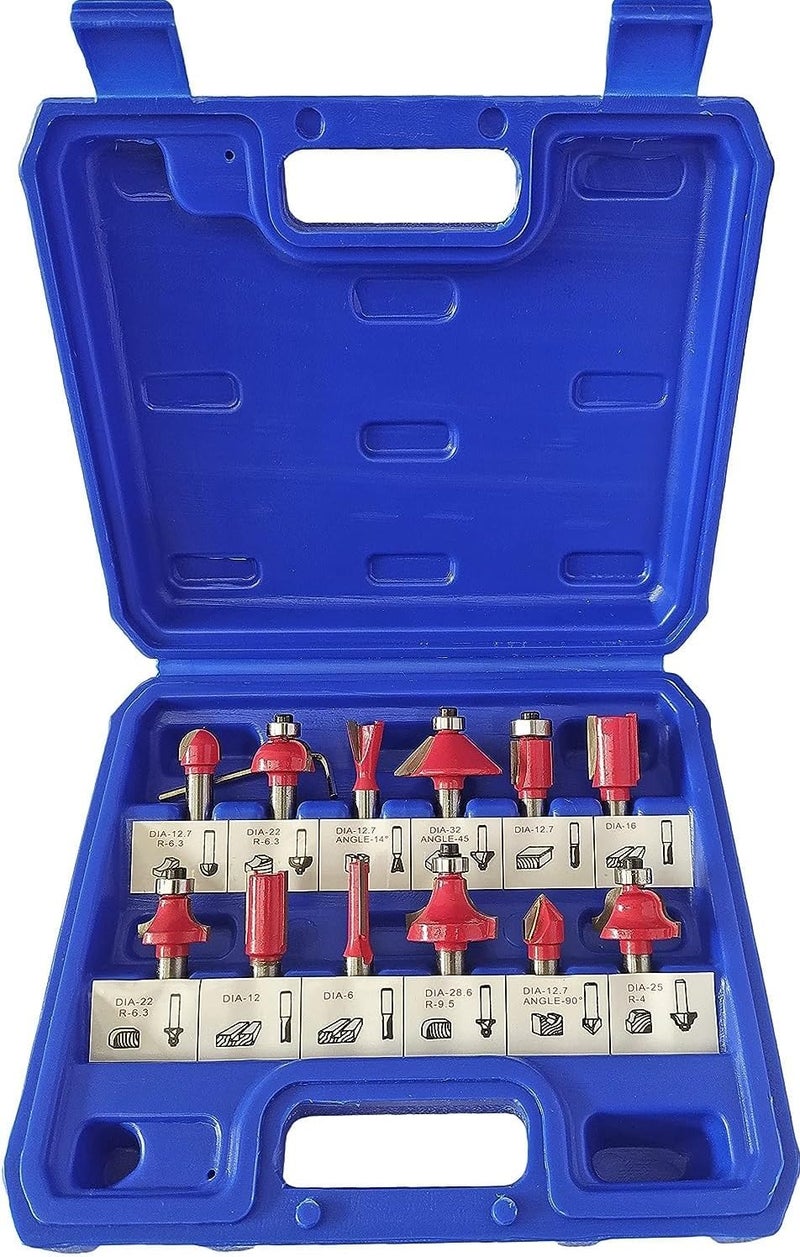 VENEKETY New 8 mm 12 PCS Multi Shapes RouterTrimmer Router Bits Set Professional Shank for Woodworking Tools - Image 1