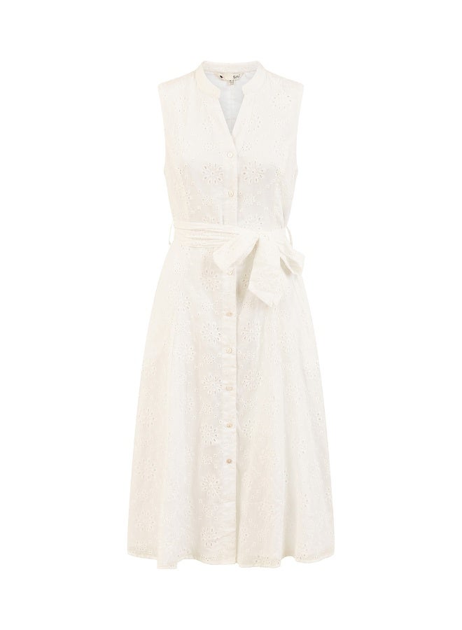 Eyelet Button-Front Dress