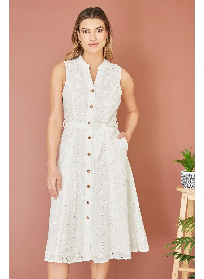 Yumi Eyelet Button-Front Dress