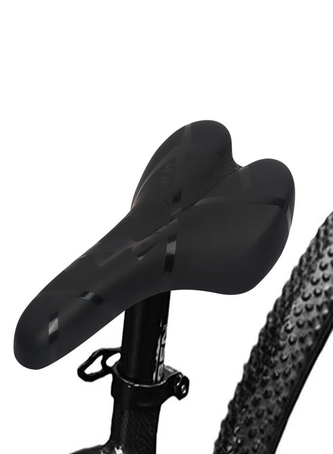 SHIVEXIM Mountain MTB Saddle Comfort Soft Leather Cushion Bike Seat Saddle PU Leather Saddle (Black) - Image 3