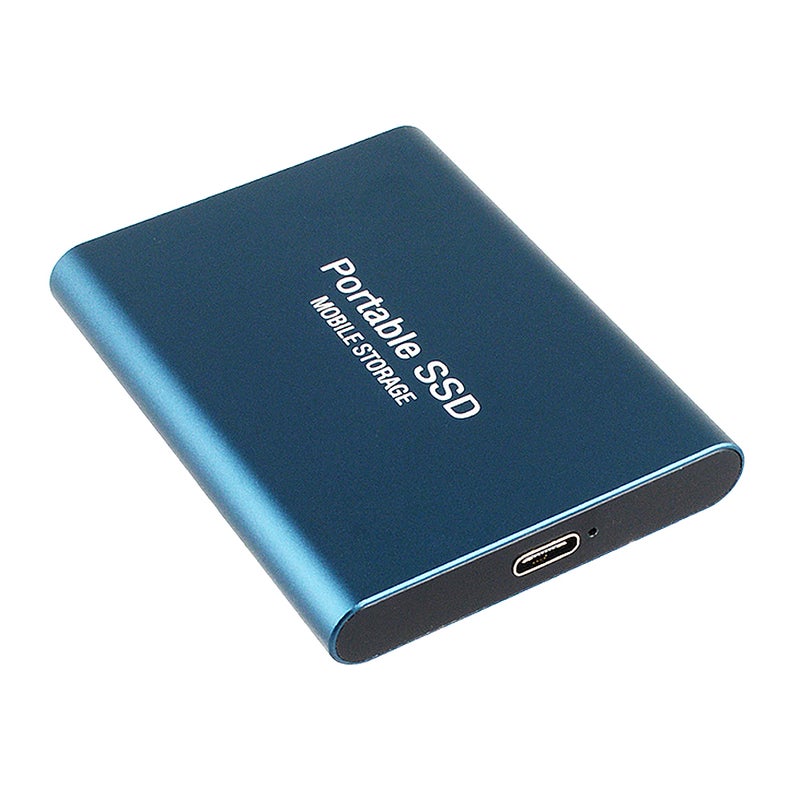 2TB Mobile Hard Disk Type-C USB3.1 Portable SSD Shockproof Aluminum Alloy Solid State Drive 540MB/s Transmission Speed Blue - Image 1