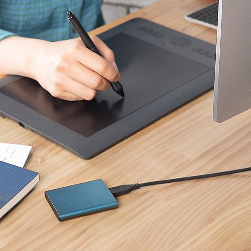 2TB Mobile Hard Disk Type-C USB3.1 Portable SSD Shockproof Aluminum Alloy Solid State Drive 540MB/s Transmission Speed Blue - Image 3