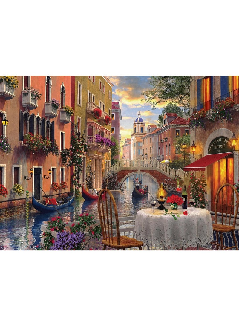 1000 قطعة بازل | موضوع البندقية الرومانسي بأسلوب الرسم اليدوي لعبة بازل عالية الجودة - ترفيه عائلي / هدية ذكرى صداقة - Image 1