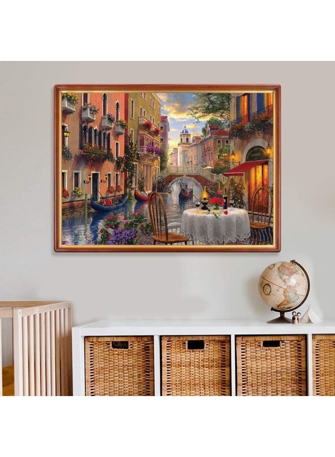 1000 قطعة بازل | موضوع البندقية الرومانسي بأسلوب الرسم اليدوي لعبة بازل عالية الجودة - ترفيه عائلي / هدية ذكرى صداقة - Image 4