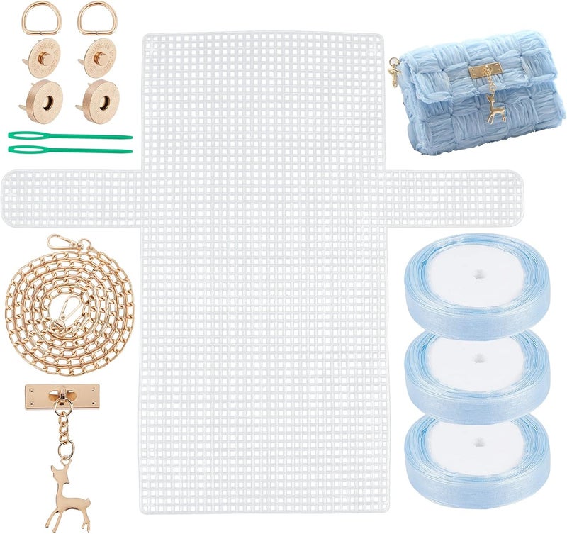 CHGCRAFT DIY Knitting Crochet Bags Kit Mesh Plastic Canvas Sheets Ribbon Set for DIY Craft Shoulder Bags Accessories Tool with Knitting Needle - Image 1