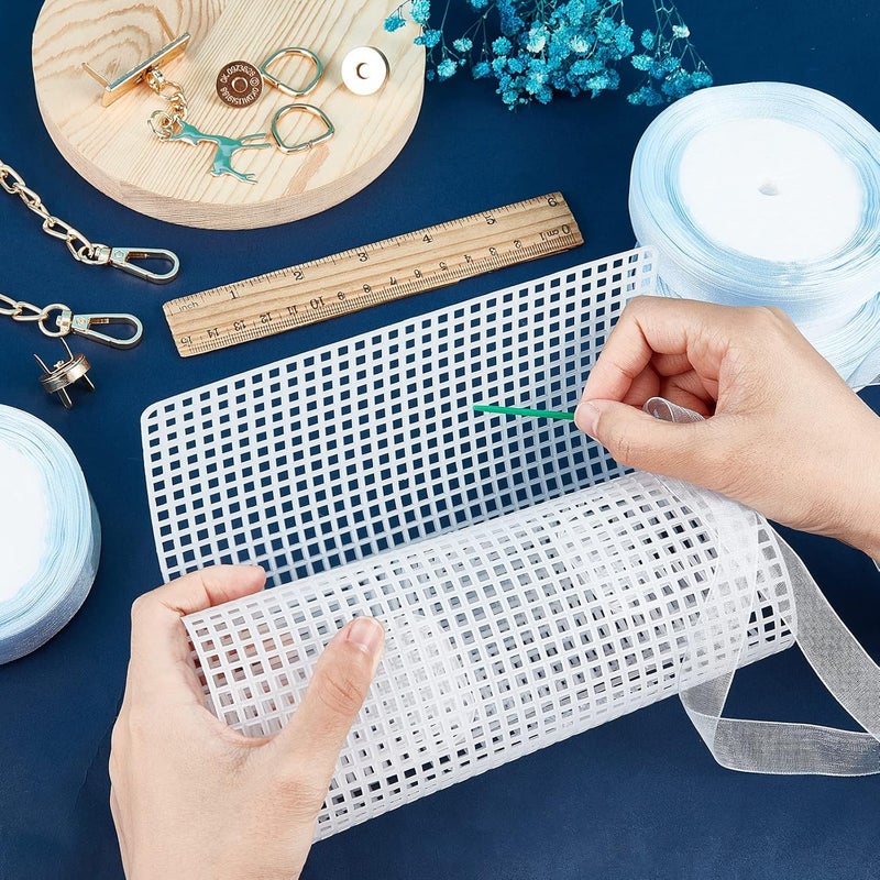 CHGCRAFT DIY Knitting Crochet Bags Kit Mesh Plastic Canvas Sheets Ribbon Set for DIY Craft Shoulder Bags Accessories Tool with Knitting Needle - Image 4