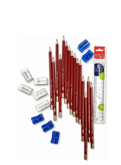 FABER-CASTELL Faber-Castell Writ on Kit 26pcs in a Plastic Jar, (15pc Graphite Pencil+5pc Sharpener+5pc Dust Free Eraser+1pc 15cm Plastic Ruler)  - Image 2