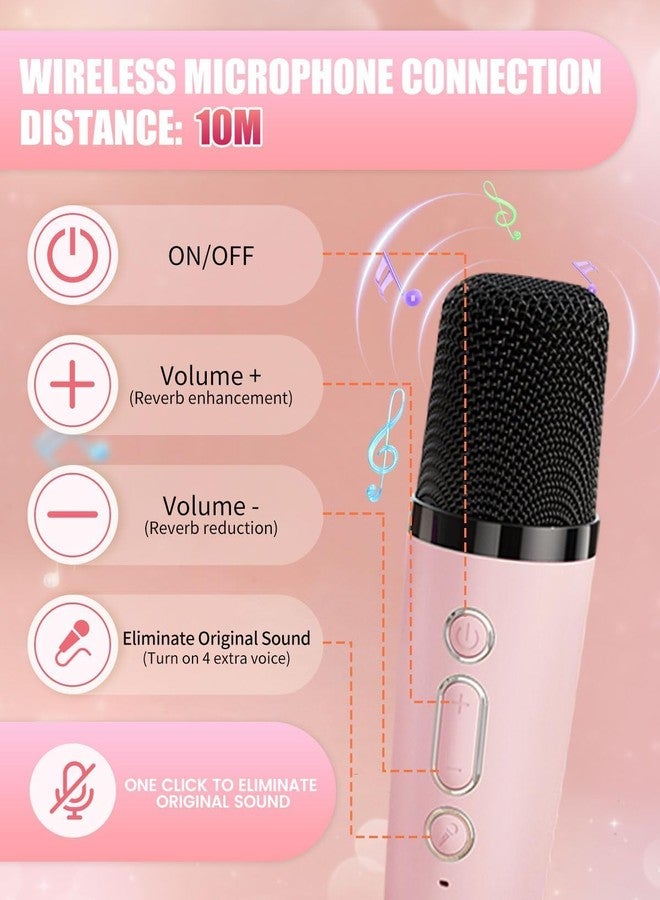 Mummy Please Kids Karaoke Bluetooth 5.3 Speaker with Wireless Microphone, RGB LED Lights, Magic Voice Effects, Rechargeable【Pack of 1 Each Biege & Pink】 - Image 4