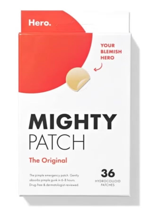 Mighty Patch Hero Mighty Patch Original Cosmetics - Hydrocolloid Acne Pimple Patch for Covering Zits and Blemishes, Spot Stickers for Face and Skin, Vegan-friendly and Not Tested on Animals (36 Count) - Image 1